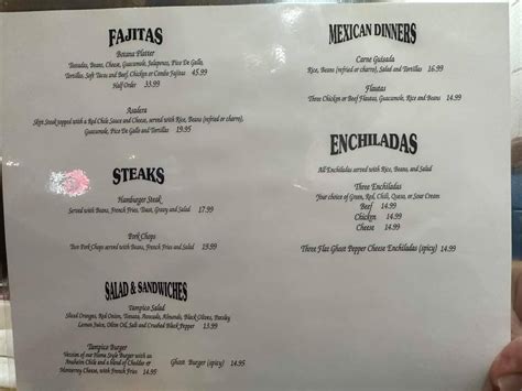 Menu At El CapitÁn Restaurant Midland