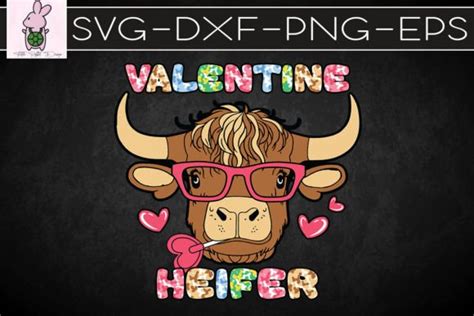 Valentine Heifer Farm Highland Cow Graphic By Turtle Rabbit Creative