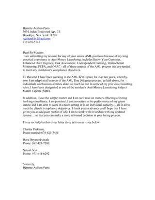 Berrette Cover Letter Pdf