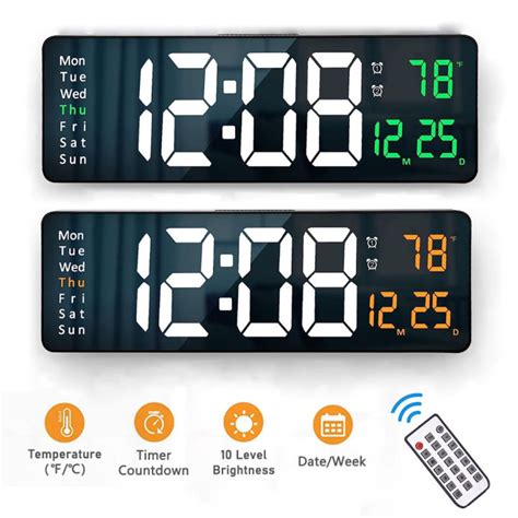 【SG STOCK】13/16inch Large Display LED Digital Wall Clock Remote Control ...