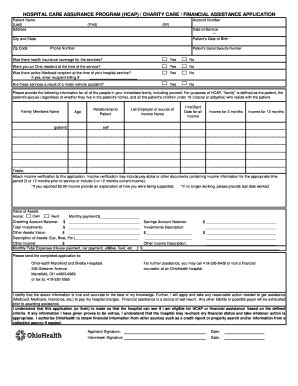 Fillable Online HOSPITAL CARE ASSURANCE PROGRAM HCAP CHARITY CARE