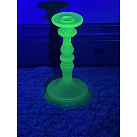 Unmarked Accents Tiffin Vintage Uranium Vaseline Glass Candlestick