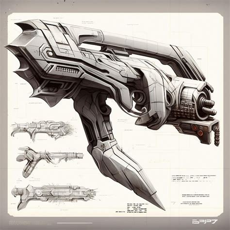 Premium Photo | Sketch of a futuristic weapon