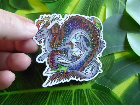 Holographic Gay Pride Dragon Sticker Etsy