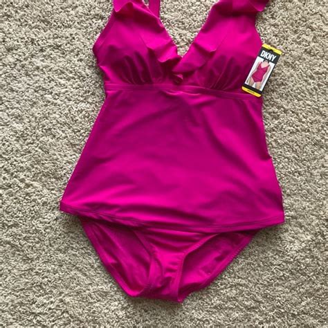 Dkny Swim Dkny Hot Pink Piece Bathing Suit New With Tags Size Medium Vacation Ready Poshmark