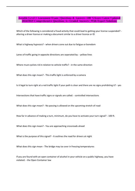 Aceable Level 1 Assessment Answers