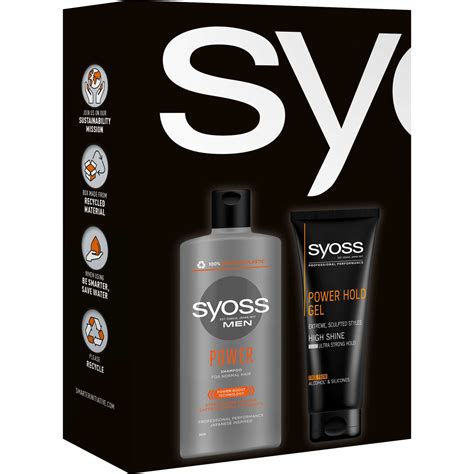 Комплект за мъже Syoss Men: Шампоан Syoss Men Power, 400 мл + Гел за ...