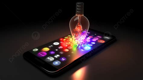 Bulb Lit Smartphone Illustrating 3d Social Media Concept Background