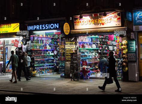 Souvenirs Or T Shops In Central London At Night London England