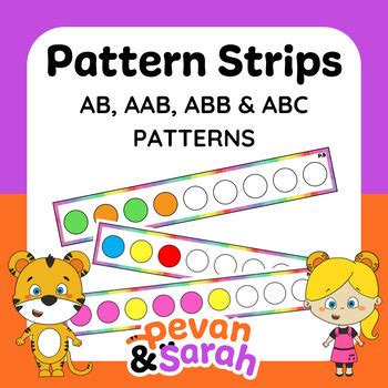pattern strips  colorful repeating ab aab abb  abc hands