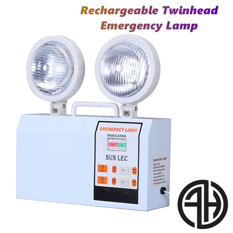 KXD Rechargeable Twinhead Emergency Light Lamp Fire Twin Spot Heads Led