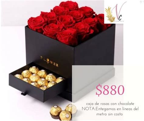 Caja de rosas con chocolates Florería VC