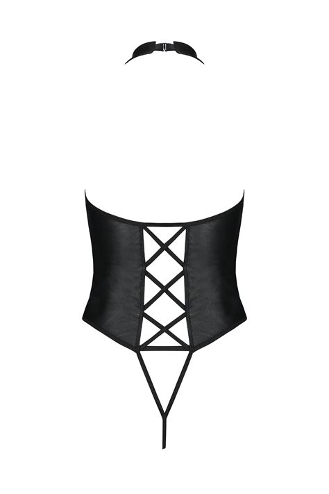 Schwarzer Kunstleder Body Ouvert Catsuits Bodys Club Hot Fashion Odretto Highheels