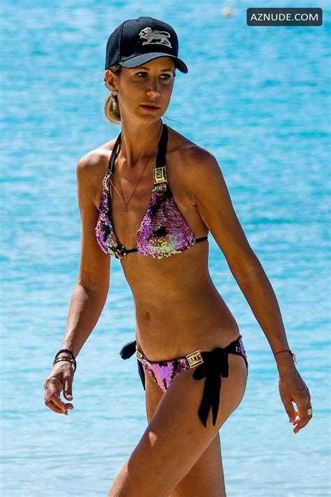 Lady Victoria Hervey Hits The Beach In Barbados In A Bright Pink Sequin Bikini AZNude