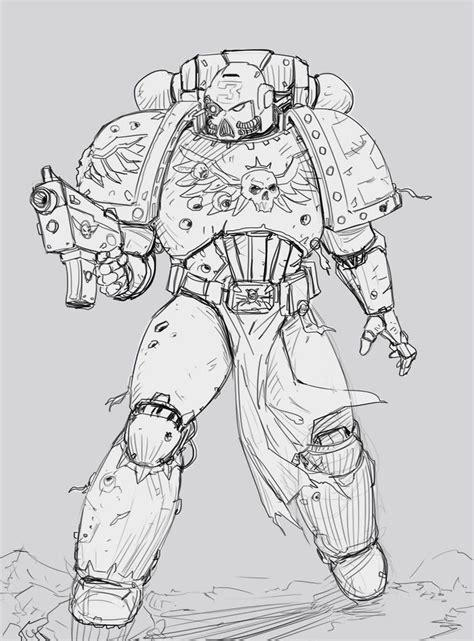Space Marine Sketch By Salvadortrakal Warhammer Art Warhammer 40k
