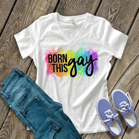 Pride Shirt Born This Gay Pride Tshirt Tank Top Rainbow Etsy