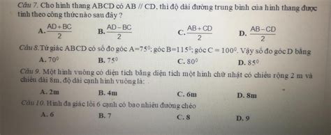 Hình học cho hình thang abcd có ab song song với cd và các tính chất