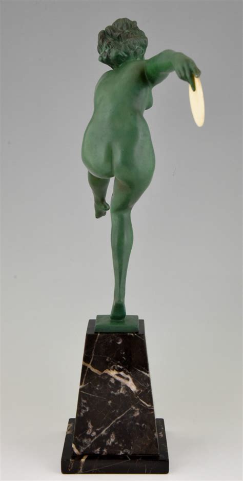 Art Deco Sculpture Nude Disc Dancer Inch Tall Deconamic