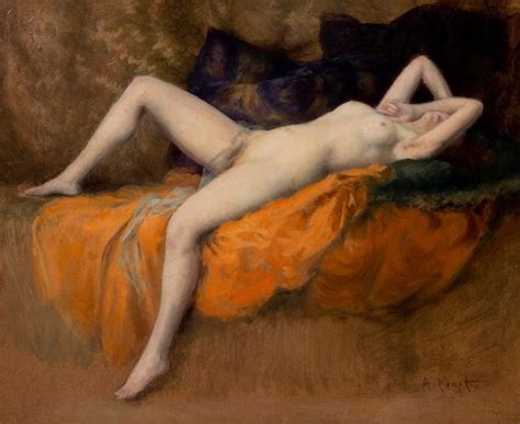 Albert Joseph Pénot Naked woman lying down Oil on panel Signed