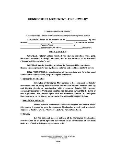 Best Consignment Agreement Templates Forms Templatelab