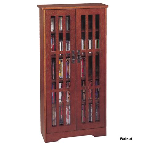 Leslie Dame CD Storage Cabinet With Glass Doors Oak, Walnut or Dark ...