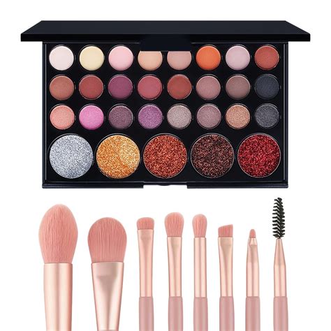 Popfeel Shades Eyeshadow Palette And Pc Makeup Brushes Set High Pigmented Naked Nudes