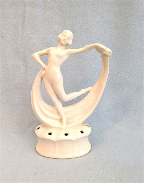 Art Deco Porcelain Flower Frog Of Nude Dancing Woman German No Hallmarks Inches High Etsy