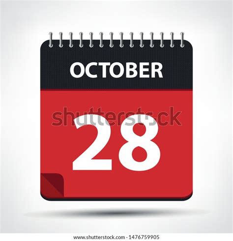 October 28 Calendar Icon Calendar Design Stock Vector Royalty Free