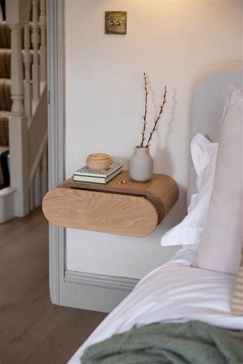 curved oak floating bedside table floating bedside table small