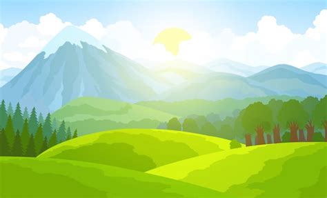 Paisaje De Monta A De Verano Ilustraci N De Vector De Valle Verde