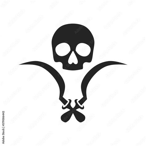 Set Of Skull With Crossed Scythe Flat Icon Isolated On White Background