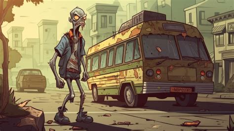 Premium Ai Image Cartoon Realism Zombie In The Street