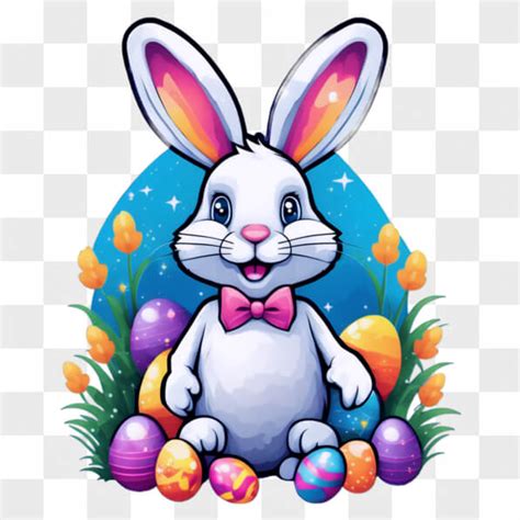 Download Easter Bunny With Colorful Eggs Cartoons Online Creative Fabrica