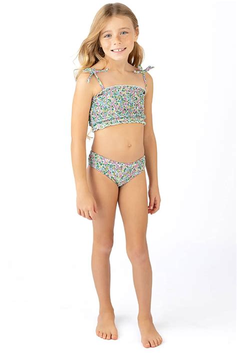 Mint Ditsy Floral Smocked Bikini ShopperBoard