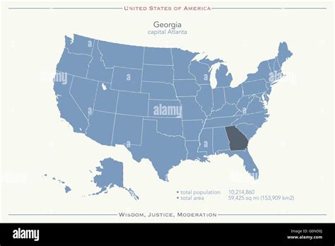 United States Of America Isolated Map And Georgia State Territory