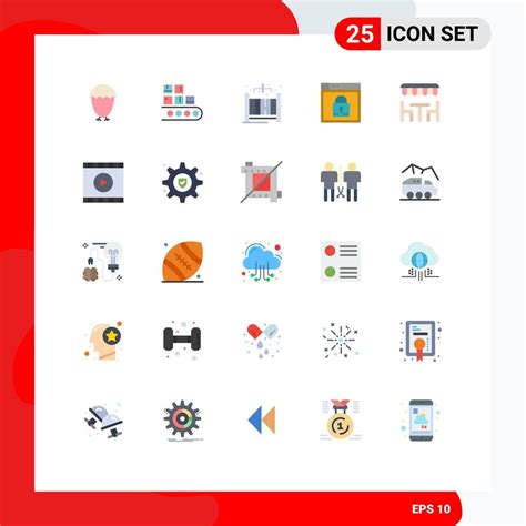 Modern Set Of 25 Flat Colors And Symbols Such As Lock Layout Production