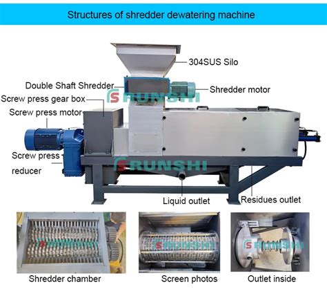 Food Waste Shredder Dewater Two In One Machine Potato Peel Dewatering