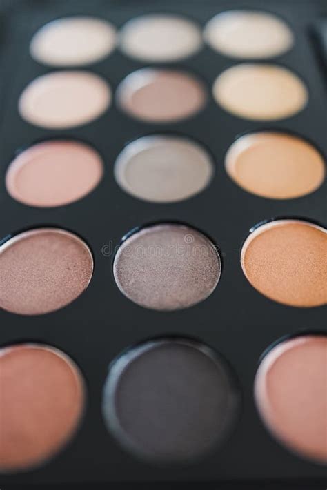 Cosmetics And Beauty Close Up Of Eyeshadow Palette With Neutral Nude Tones And Shallow Depth Of