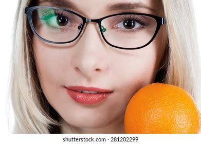 Portrait Beautiful Sexy Blonde Girl Glasses Stock Photo
