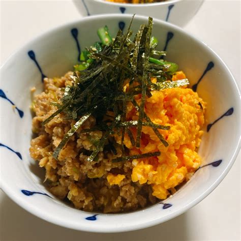 母ちゃんの味♪鶏そぼろの三色丼。 レシピ・作り方 By はち子さん 楽天レシピ