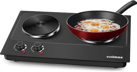 Cusimax W Double Hot Plate Adjustable Temp Portable Easy Clean Black Walmart