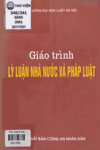 Giáo Trình Lý Luận Nhà Nước Và Pháp Luật NXB Công An 2001 Lê Minh