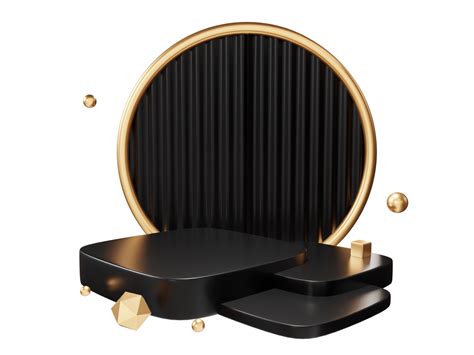 Free 3d Rendering Black And Gold Product Display Stand Elements