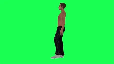 Slim Half Naked Green Screen Addict Man Stock Video Pond