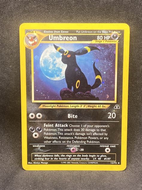 Pok Mon Tcg Umbreon Neo Discovery Holo Unlimited Holo Rare Ebay