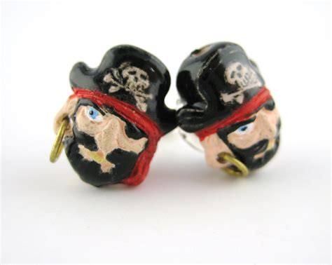 Pirate Earrings Pirate Jewelry Painted by SpotLightJewelry