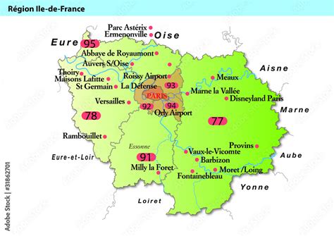carte region ile de france stock vector adobe stock