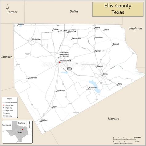 Map of Ellis County, Texas - Thong Thai Real