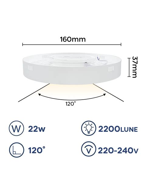 Plafoniera Lampada LED Orbita 22W Luce Bianca 6000K Applique Tonda Slim