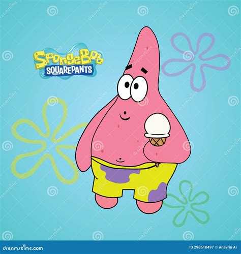 Patrick Star Catching A Jellyfish Cartoon Vector Color Editorial